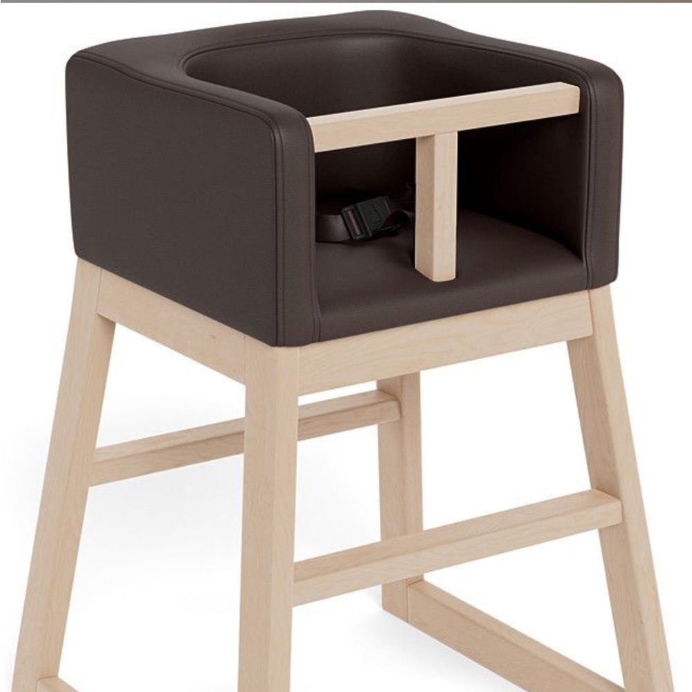 Monte Design Tavo High Chair - Clear Maple Base / Brown Enviroleather Fabric